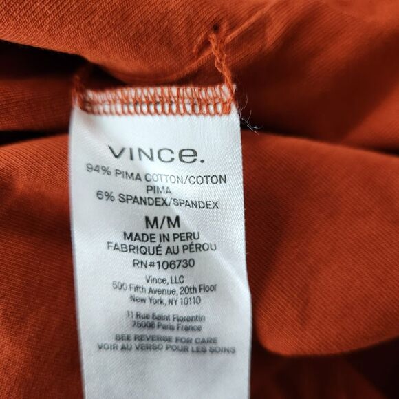 Vince Stretch Pima Cotton Square-Neck Long Sleeve Top | Size M - Picture 7 of 8